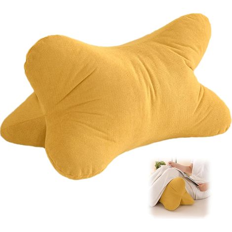 Almohada de lectura flexible, ergonómica, para soporte cervical o lumbar, ideal para leer libros y tabletas, lavable, con forma de hueso, para sofá (amarilla, 50 x 30 x 30 cm)