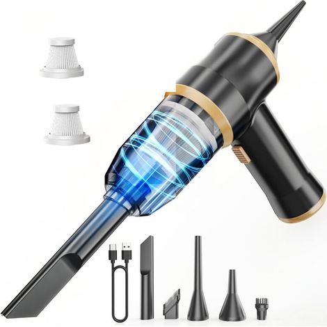 Mini-Autostaubsauger 5500 Pa – Kabelloser Handstaubsauger mit 2 Filtern, ideal für Auto, Sofa, Büro, Haustiere und Zuhause (1/4)