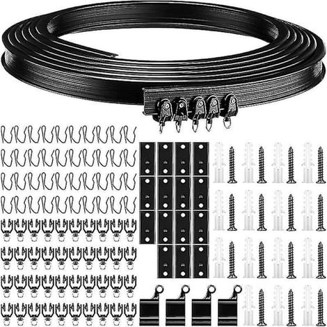 Ecleanfy - Rail de plafond flexible noir de 5 mètres pour rideaux, rail de plafond flexible pour rideaux (1/4)
