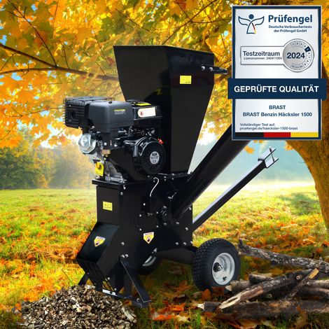 BRAST Benzin Häcksler Gartenhäcksler 11kW (15PS) 420ccm Deichsel 22 Messer extra große Räder Schredder Motor-Häcksler (1/5)