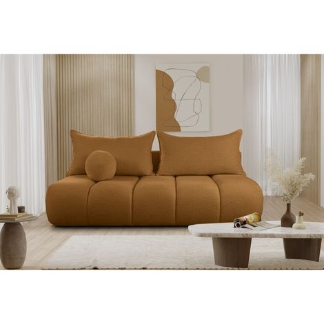 Schlafsofa Designersofa Sofa 3-Sitzer ANZIA in Stoff Ascot Bukla Bernstein (1/5)
