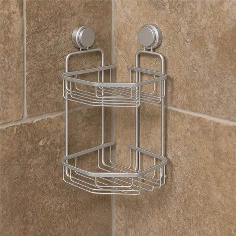 Exagonshop Mensola angolare doccia 2 ripiani silver 160101