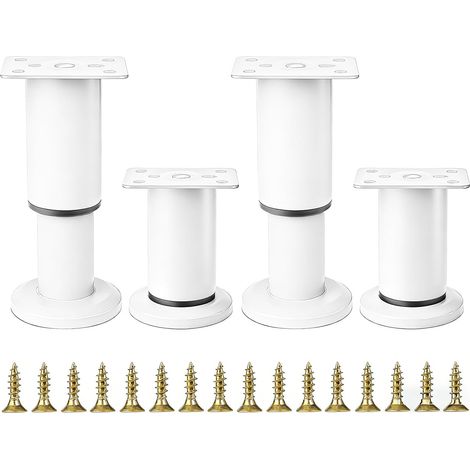Verstellbare Möbelfüße, 4-teilig, 8-12 cm, verstellbare Möbelfüße, Nivellierfüße für Tische, höhenverstellbare weiße Möbelfüße, geeignet für Stühle, Betten, Sofas, Schränke. (1/5)