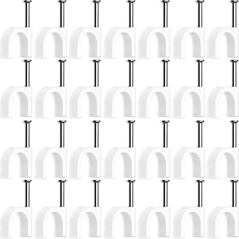 100 Pièces Cavalier Cable Electrique,Fixation Cable Electrique,Attache Fil Electrique,Attache Cable Mural,Clips de Cable (4mm)