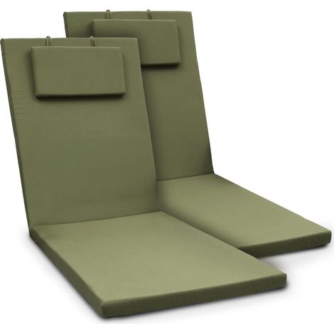 Lot de 2 coussins pour chaise longue de jardin Loft RL, 200 x 60 x 5 cm, vert olive (1/5)