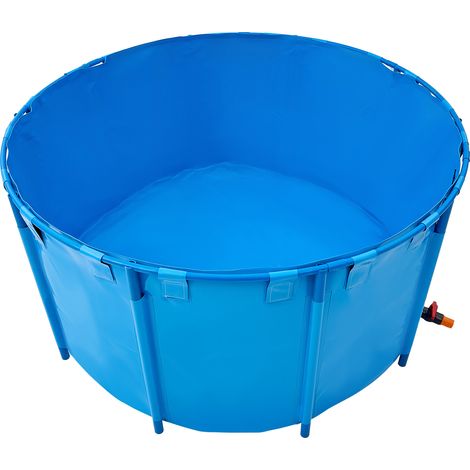 Mophorn Fischteich aus Segeltuch, oberirdischer Teich mit 818 Gallonen Fassungsvermögen, faltbares PVC-Koi-Aquarium, rundes Goldfischbecken mit robustem Rahmen und Ablassventil, ideal für Aquakultur