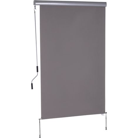 Store vertical, store de balcon, brise-vent, store latéral, rideau d'intimité à manivelle, toile polyester et aluminium, gris, 200 x 120 cm (1/5)