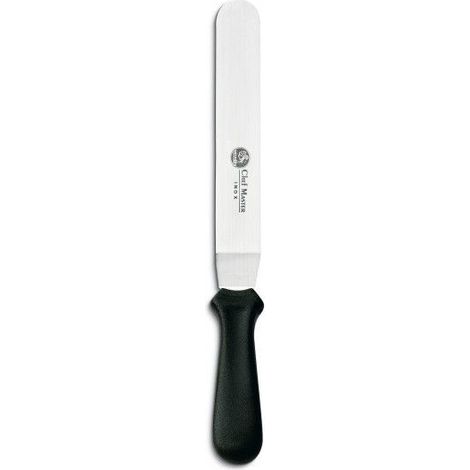 Ausonia, spatola cuoco inox cm 10 con manico in plastica nero
