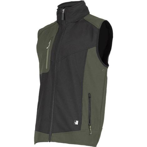 Gilet de Travail Sans Manches Fabio - Taille 4XL - Noir/Kaki - Résistant et Confortable - D-Work