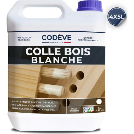 Colle Blanche - 4x5 L - Codeve Bois - Pour L'assemblage Sous Abri De Votre Bois Européen, Tropical Ou Exotique.