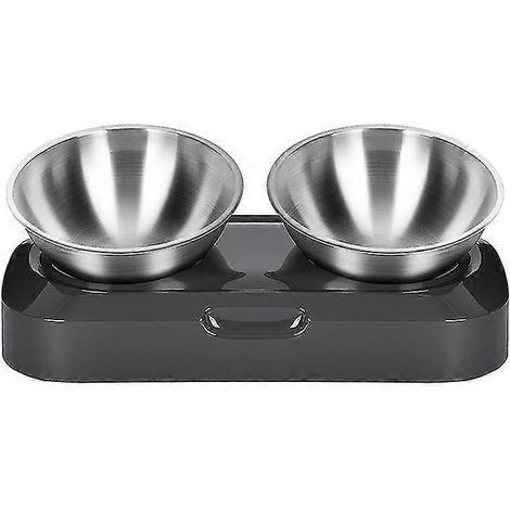 Double Pet Bowls Dog Food Water Feeder Acier inoxydable Pet Drinking Dish Feeder Cat Puppy Feeding S (1/4)