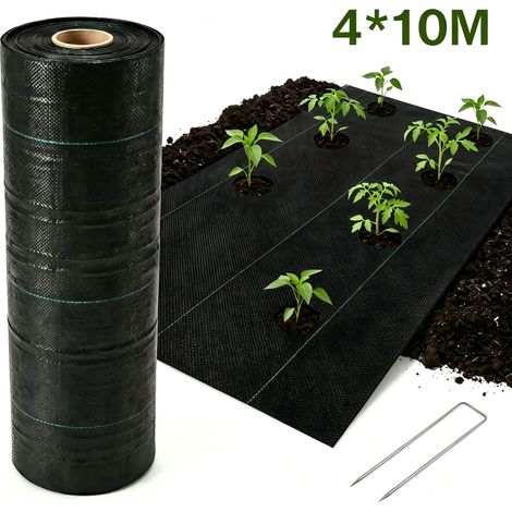 Brstheco Toile anti‑mauvaises herbes 4x10m 70g PP UV +10 piquets