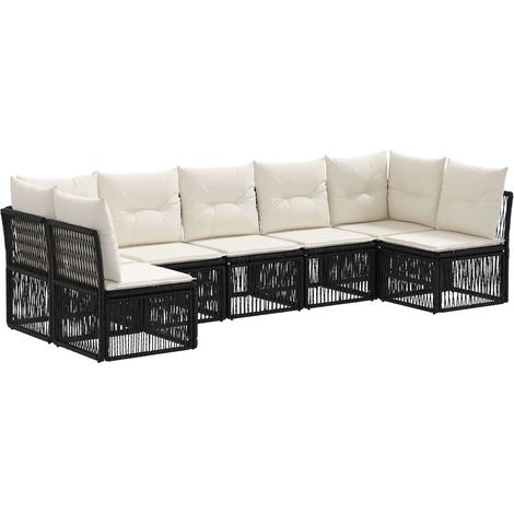Gartensofa-set 7 pcs Schwarz Poly-Rattan vidaXL