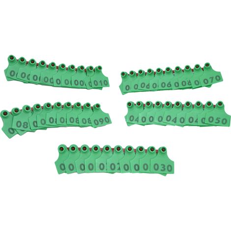 1-100 Boucles d'oreilles spécifiques pour le bétail, trois couleurs disponibles, anti-chute, avec étiquette d'identification numérique, verte. (1/5)