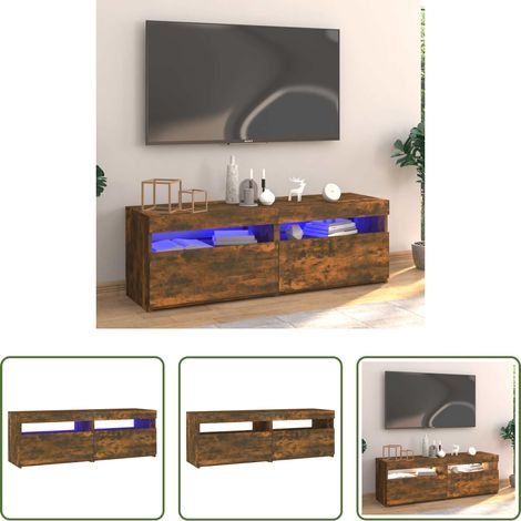 TV-Schrank - TV-Schrank mit LED-Leuchten Räuchereiche 120x35x40 cm (1/5)