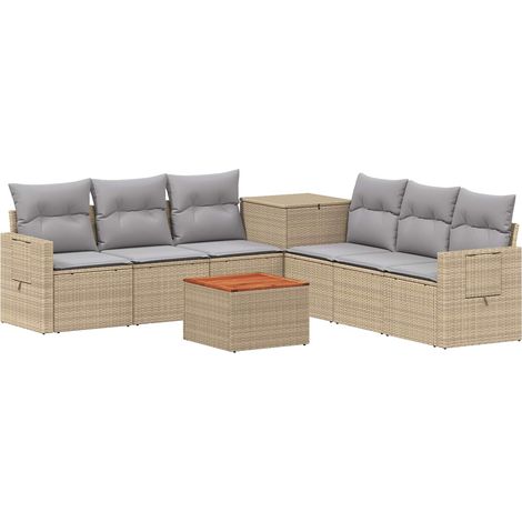 Sofa Set 8 stk. Beige und Hellgrau Polyrattan und Stahl vidaXL (1/5)