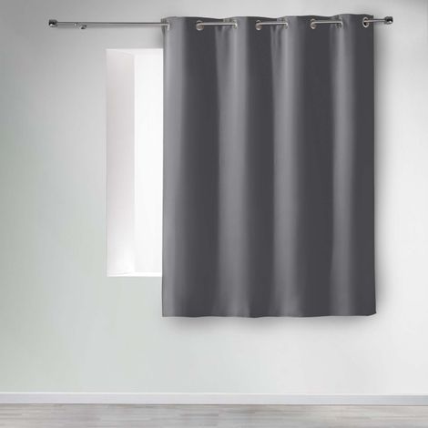 Homemaison – Rideau occultant 140 x 180 cm – Uni Ardoise – 100% polyester – 8 œillets ronds – Lavable en machine à 30°C (1/4)