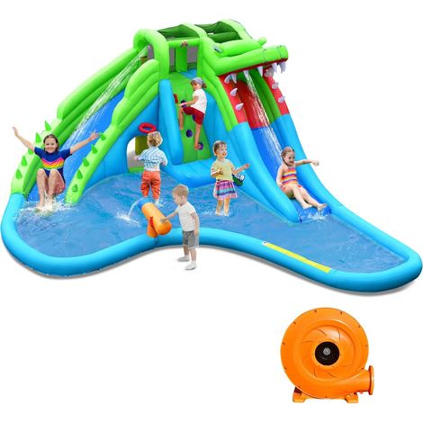 7-In-1 Inflatable Water Slide Jumping Bouncy Castle House with 780W Air Blower