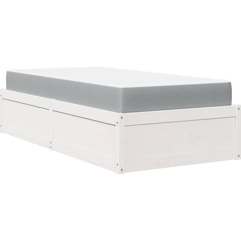 vidaXL Letto con Materasso Bianco 90x200 cm in Legno Massello di Pino (1/5)