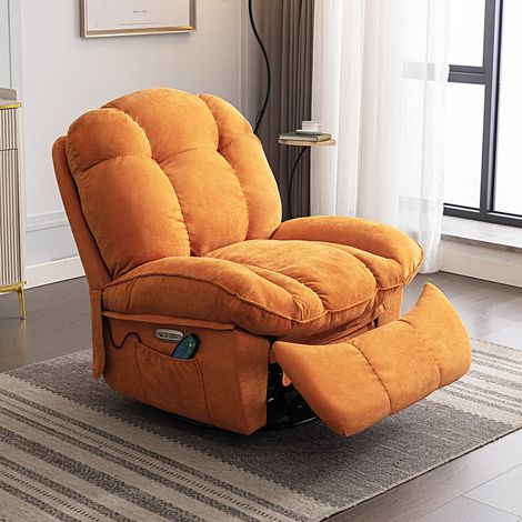 Fauteuil relax électrique pivotant avec massage et chauffage – Tissu haute qualité – Port USB et Type-C – Dimensions 90x80x100cm