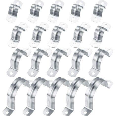 20 Pièces Tuyau Clips 304 Acier Inoxydable, 16mm/20mm/32mm/50mm U-Tube Pince Anneau pour Fixation, Collier de Serrage pour Tuyaux de Gaz Tuyaux en Plastique Tuyaux en Acier (1/4)