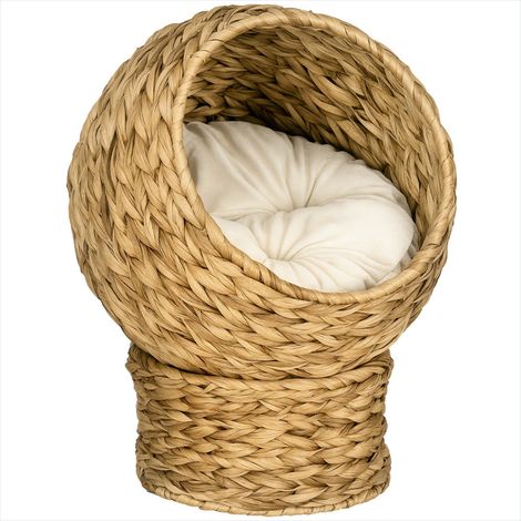 Maison pour chat en feuilles de bananier avec coussin beige (1/5)