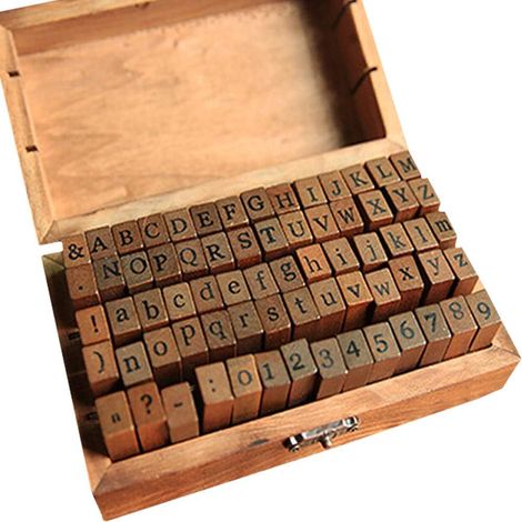 Alphabet Stempelset, 70-teiliges Stempelset, Alphabet Briefmarken, Alphabet Buchstaben Zahlen Set, mit Aufbewahrungsbox, Buchstaben Nummer Symbol, für Kunst, Handwerk (1/5)