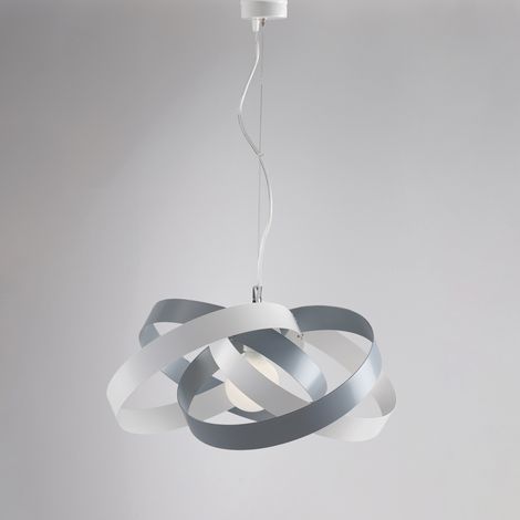 Moderner Pendelleuchter in Weiß und Taubengrau Eisen ein Licht cm 54x h25