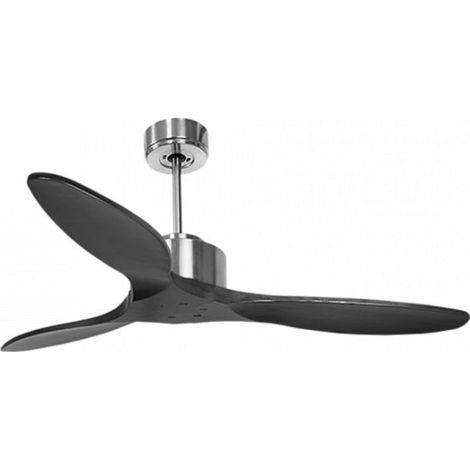 Modulo de KlassFan - Super destratificateur et ventilateur DC 132 cm Chrome pales bois noir sans Lumière  25 à 40 m²