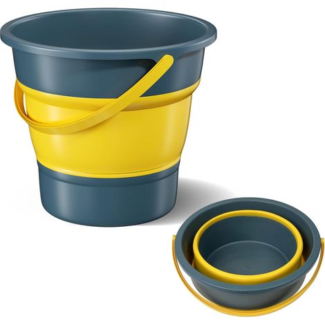 Seau Pliable Retractable en Plastique et Silicone - Nettoyage Ménager, Pêche, Camping, Voyage - avec Poignée