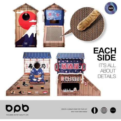Maison de jeu pour chat style taverne japonaise avec griffoir intégré (1/4)