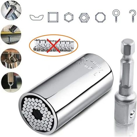 Douille universelle multifonctionnelle chromée 7-19 mm en acier au chrome-vanadium pour clé à torsion (1/5)