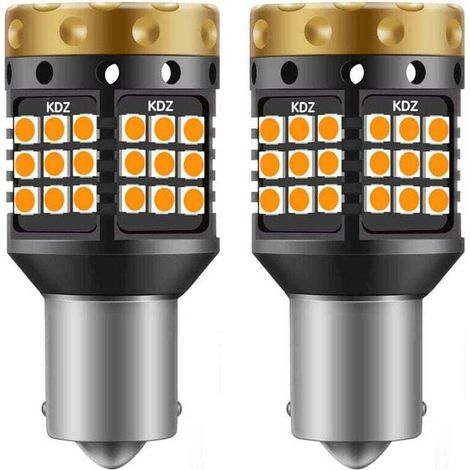 1156 BA15S P21W LED-Blinkerbirnen, Bernstein, Gelb, Orange, 3700 lm, 3030, 45 SMD, Canbus, fehlerfrei, Anti-Hyper-Blitz (2 Stück)