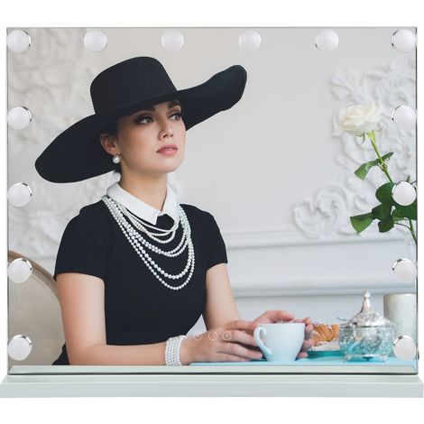 Miroir de Maquillage Miroir de Courtoisie Éclairage Ajustable 15 x 28W LED Lumières Miroir Lumineux Style 6252cm BLANC (1/5)