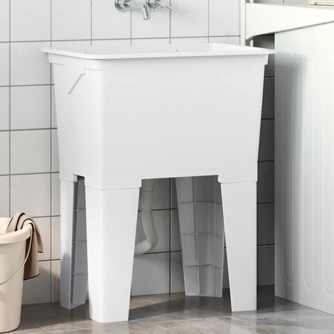 vidaXL Bac à linge blanc 59x41x75 cm résine (1/5)