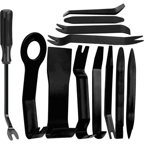 Juego de 12 palancas para coche, cuñas para quitar molduras interiores, color negro