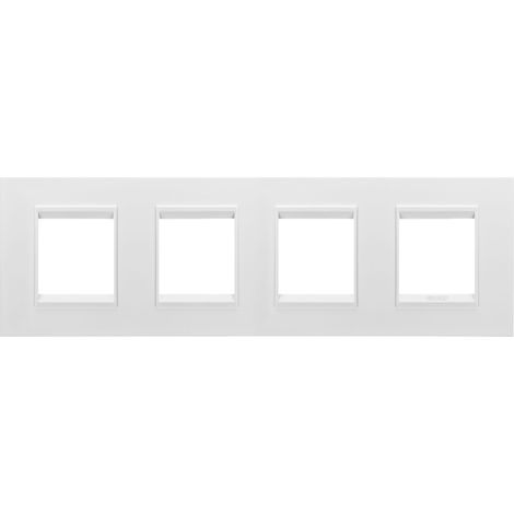 PLAQUE LUX 2+2+2+2P H MÉTAL BLANC SATIN GEWISS GW16228XW (1/2)