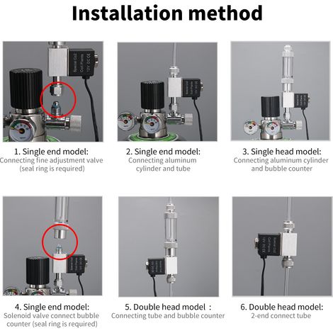 Válvula solenoide silenciosa de CO2 de 12 V para acuarios con rosca M10x1 y cable de 90 cm.