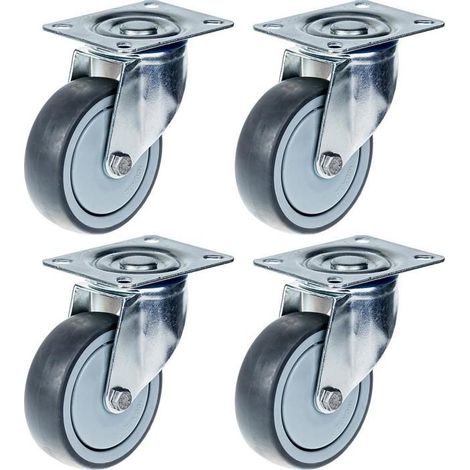 Drehrollen - 4er-Set - Graugummi - 100mm - Tragfähigkeit 440kg