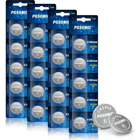 CR2450 Piles Bouton au Lithium 3V, Lot de 20, Batterie CR 2450, Pack de Valeur (1/3)