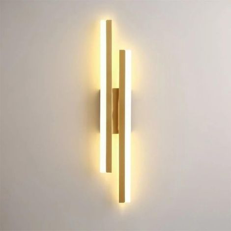Applique da parete moderna a LED color oro, 16W, ideale per camera da letto, soggiorno, hotel, scale, luce bianca 6000K, 48 cm.