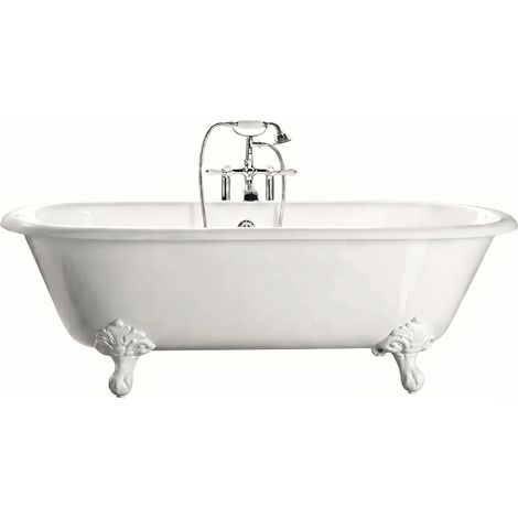 Freistehende Gusseisen Badewanne PLYMOUTH weiß Füße WEISS 190
