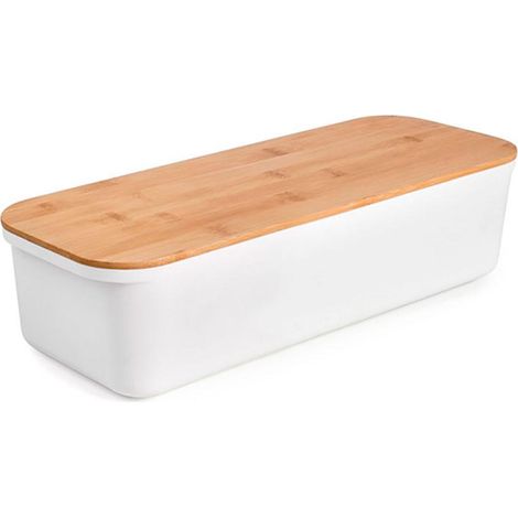 ibili Brotbox weiß mit Bambus-Schneidebrett 39,5 cm