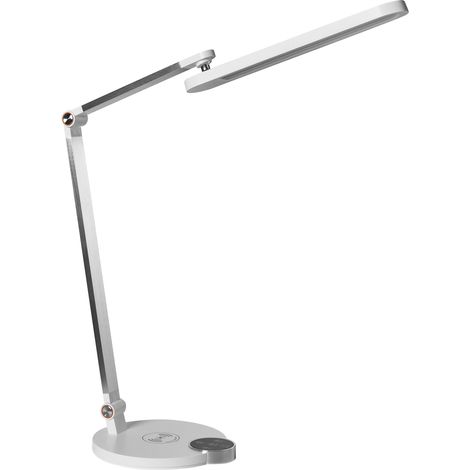 Lámpara LED de escritorio moderna despacho 3 modos de temperatura regulador cargador inalámbrico pantalla ajustable material sintético blanco Caroy
