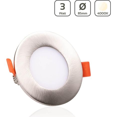 LED Panel Einbaustrahler rund silber - Lichtfarbe: Neutralweiß 4000K - Ausführung: 3W Ø85mm Ausschnitt Ø75mm