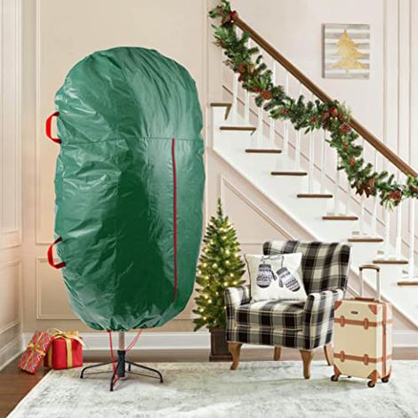 SIENTICE Bolsa Resistente para Guardar Árboles de Navidad Artificiales, Bolsa Vertical con Asa, 137 x 193 cm (Verde)