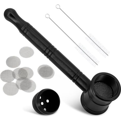 Bec avec filtre à tamis en acier inoxydable, brosse de nettoyage, 10 crépines bong, 2 nettoyeur de tuyaux, compact, durable et facile d'entretien, idéal comme cadeau (1/5)