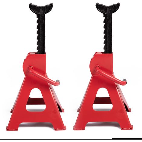 Coppia cavalletti 6 ton 9 livelli per auto con leva di sicurezza professionale (1/5)