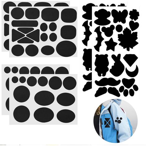 Patch Réparation Nylon Autoadhésif - Imperméable - Pour Vêtements, Doudoune, Tente, Sac - Découpable - Noir - Lot de 8 (1/5)