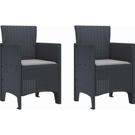 Lot de 2 Chaise de jardin,Chaise d'extérieur Anthracite 53 x 49 x 85 cm PP CFW5393861 (1/5)